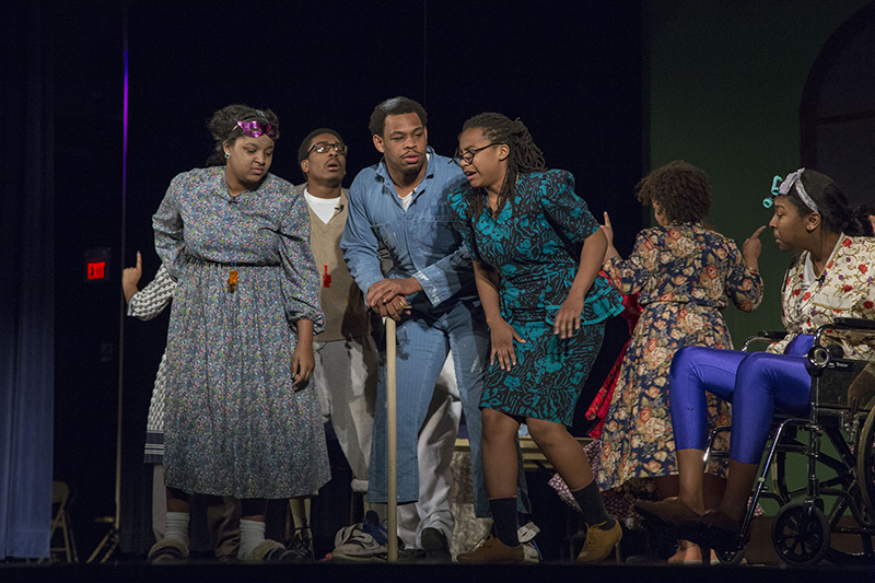 Nia Jefferson, DeAngelo Johnson, Christian Brown and D'yshe Mansfield in Geriatric Powers written and directed by Alexis Banks and Kristina