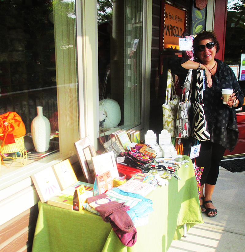 Linda Shikany at the Marigold sidewalk sale