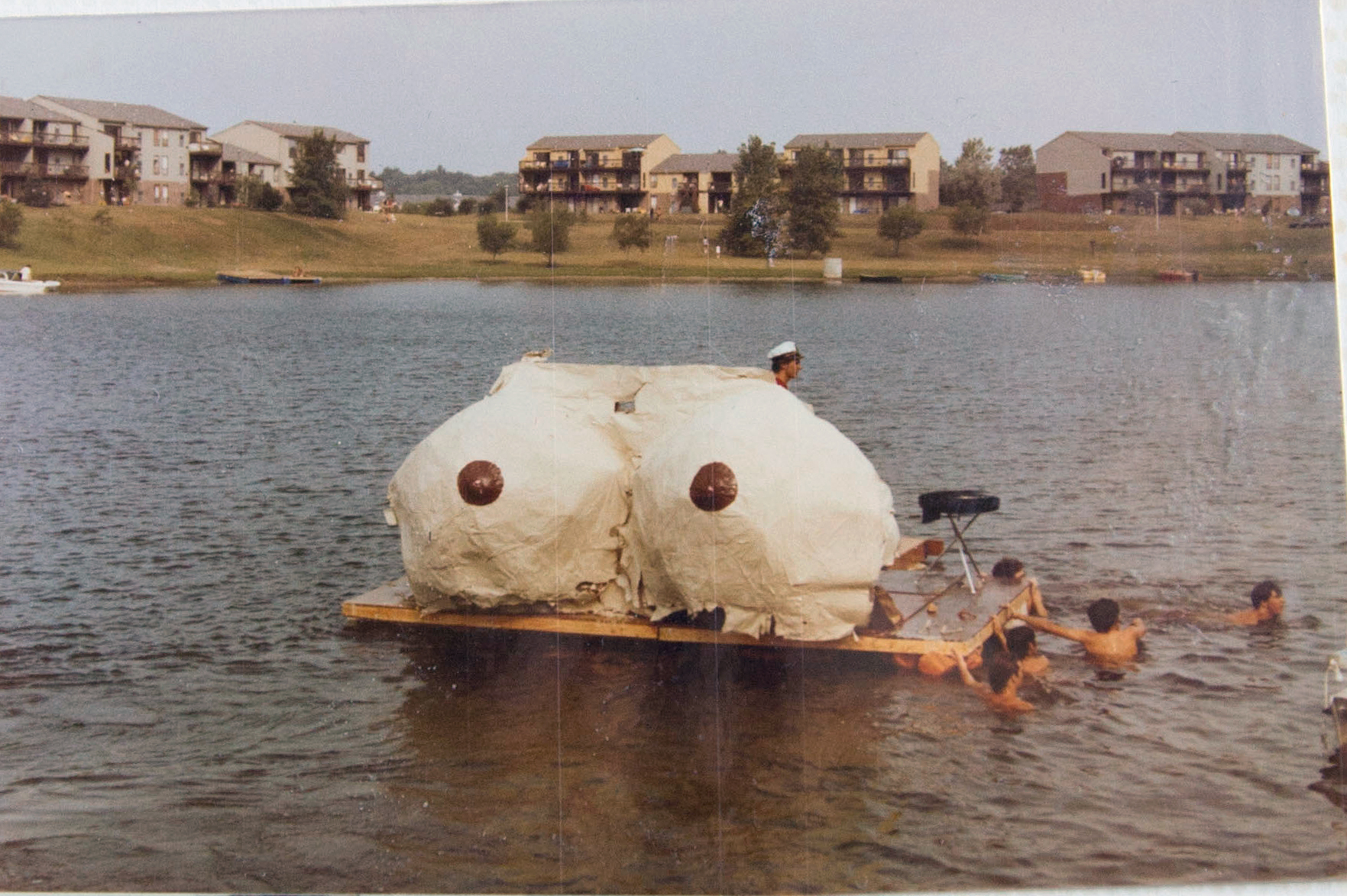 Choo-Choo Train raft taking off from The Landings Apartments at 78th and Keystone.