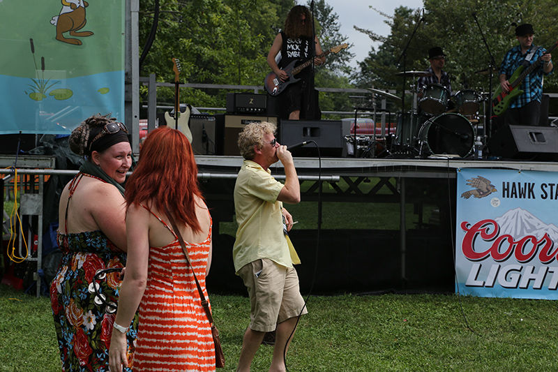 Trevor Potts of Sugar Moon Rabbit got down from the stage to sing and dance with the audience.