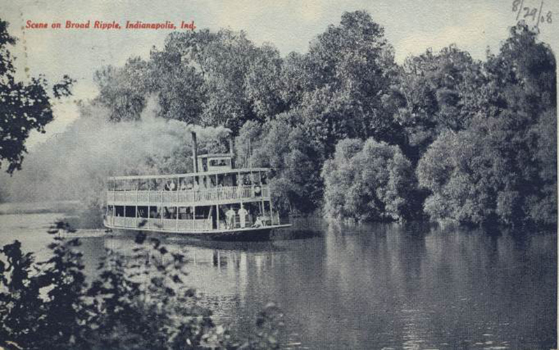 Old postcard of paddle wheel boat on the White River