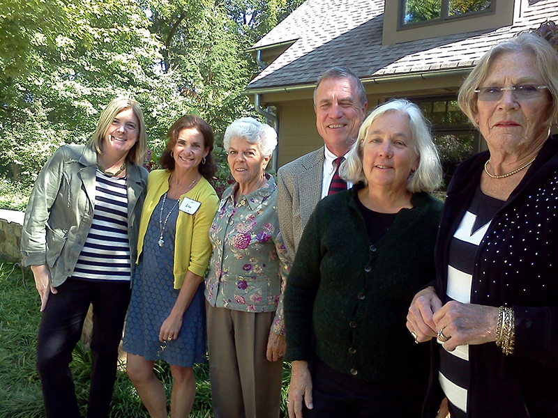Friends of Holliday Park Board members at garden event honoring Shirley Fry. L to R: Trish Lautenbach, Lisa Hurst, Shirley Fry, Rod Mail, Sesie Kunz, Ruthie Linsmith.