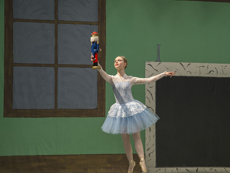 Marley Alexander dances with her new nutcracker