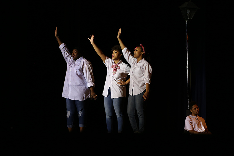 The Doo Wop Girls - Crystal, Ronnette, and Chiffon - Kelly Thomas, D'yshe Mansfield, and Jazmine Evans.