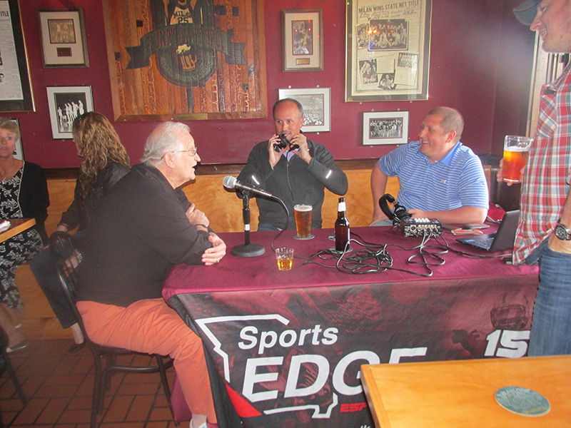 Rob Forest (right), host of The Sports Edge - ESPN Radio Joplin, MO, interviews Bobby Plump (left)