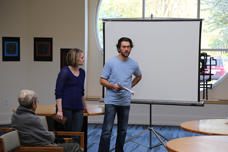 Jay and Chelsea Wetzel presenting the Union Jack Pub patio project