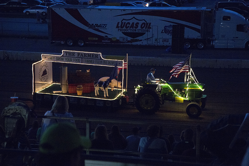 Nighttime light up tractor parade