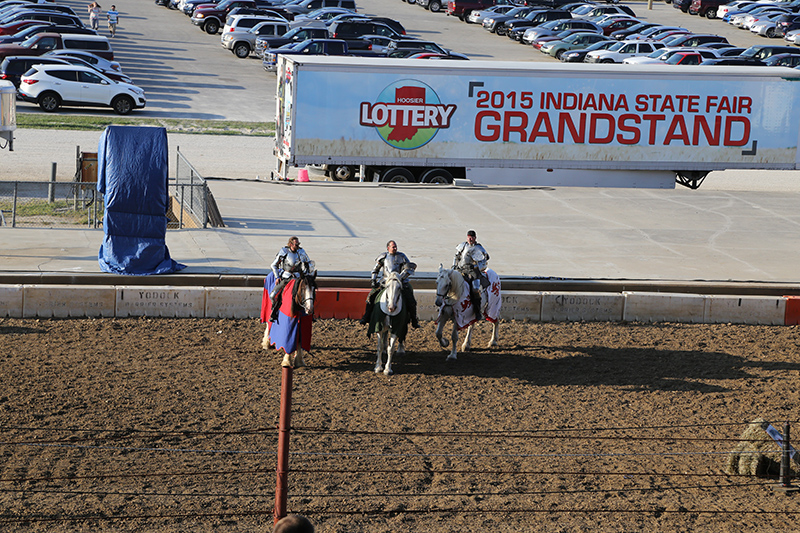 knights jousting at grandstand