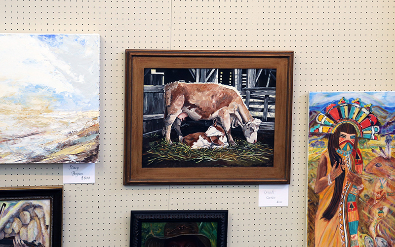 Brandt Carter (Right in my Own Backyard) had three paintings juried into the professional painting competition. This one, Mother cow and baby. Her other paintings were of apples and books.