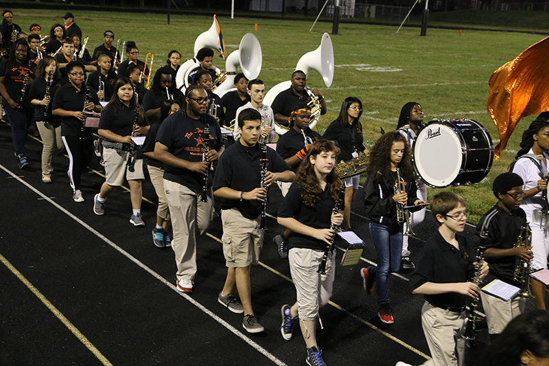 The Broad Ripple marching band heading out for the halftime show.