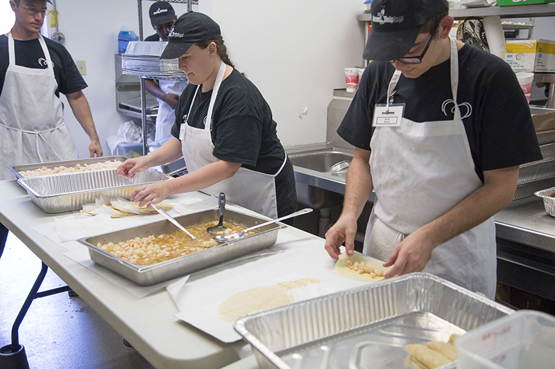 Students from Second Helpings prepared crepes in the SJoA kitchen