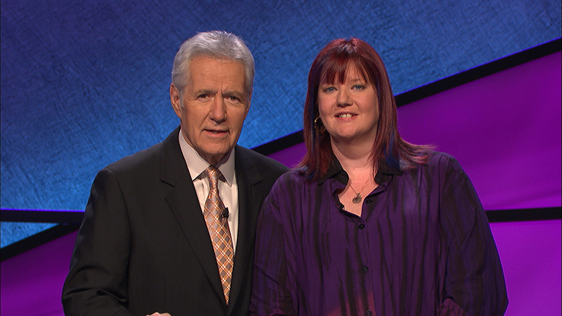 Alex Trebek with Lisa Lockwood Cech.