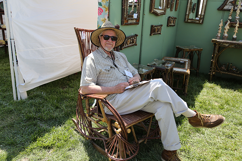 Bill Perkins of Sleeping Bear Furniture in Michigan. We met a couple from Alabama at the Art Fair Preview Party that drove up to Indy just to pick up some twig art chairs from Sleeping Bear!
