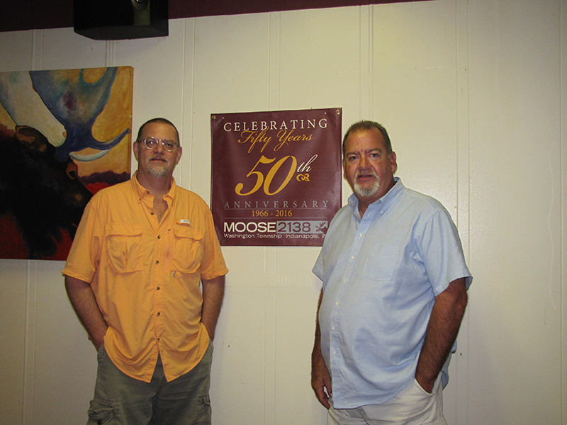 Moose Lodge #2138 chapter (left) Treasurer Eric Renner and (right) Governor Stan Bright. 
