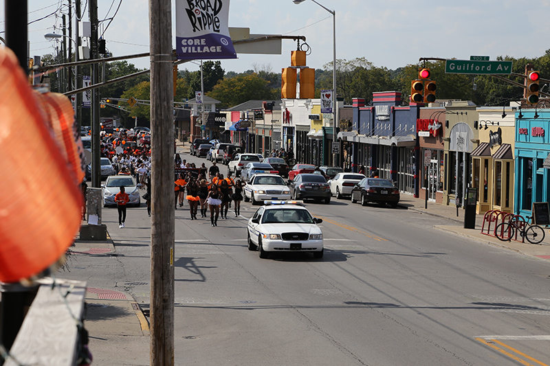 parade coming down Broad Ripple Avenue