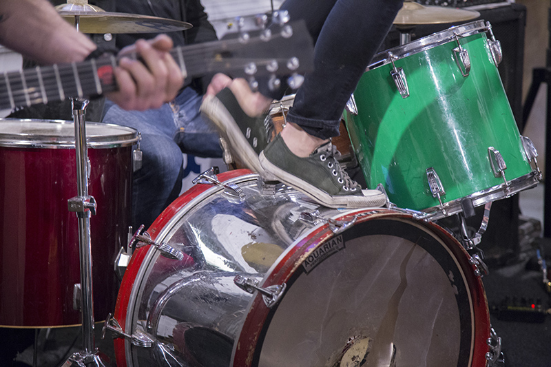 atop the drum set