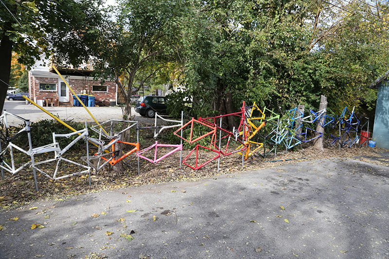 Random Rippling - Bike Line art fence