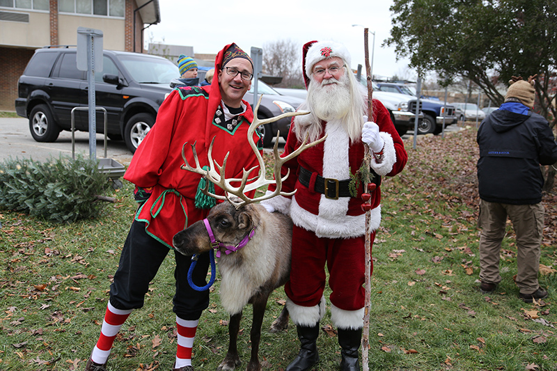 Jingle John with Santa and Noel. Noel is 5 years old and is on her 6th set of antlers.