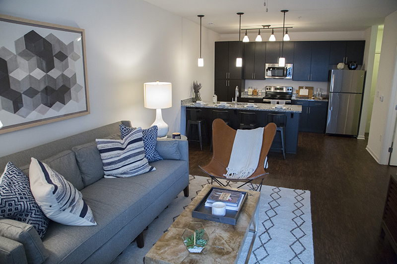 A one-bedroom model apartment at The Coil.