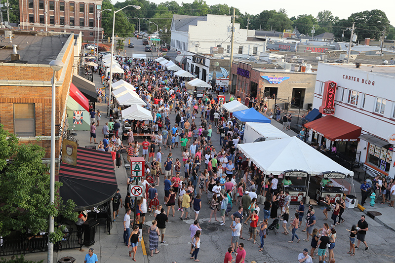 Looking south down Guilford Avenue toward Broad Ripple Avenue during the return of the Taste of Broad Ripple to the Village.