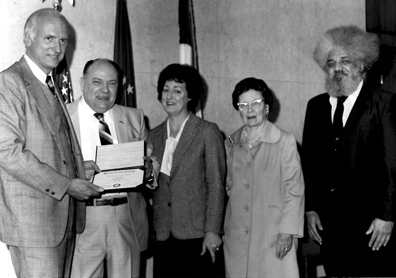 Indianapolis Mayor Bill Hudnut presents Norris Archer with his Martin University degree on April 12, 1982.