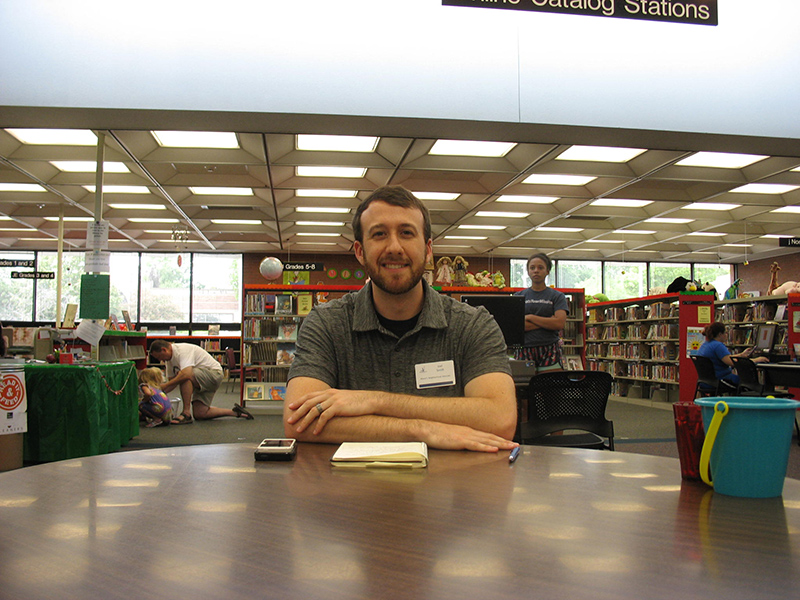 Mayor's office neighborhood advocate Joel Smith at the Nora Library branch. 