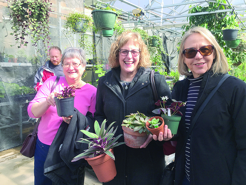 Attendees pick up some house plants at the recent ISBVI plant sale.