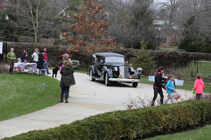 Easter Bunny arriving in a 37 Packard
