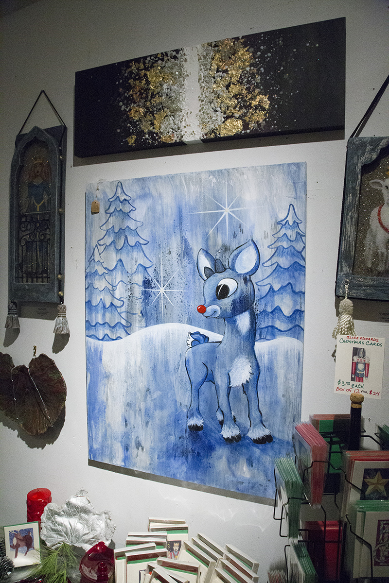 Some Rudolph art at Blice Edwards, 1101 E. 54th Street Studio F. With the help of Wendy Reed, Blice Edwards was transformed into a new art space just in time for the event