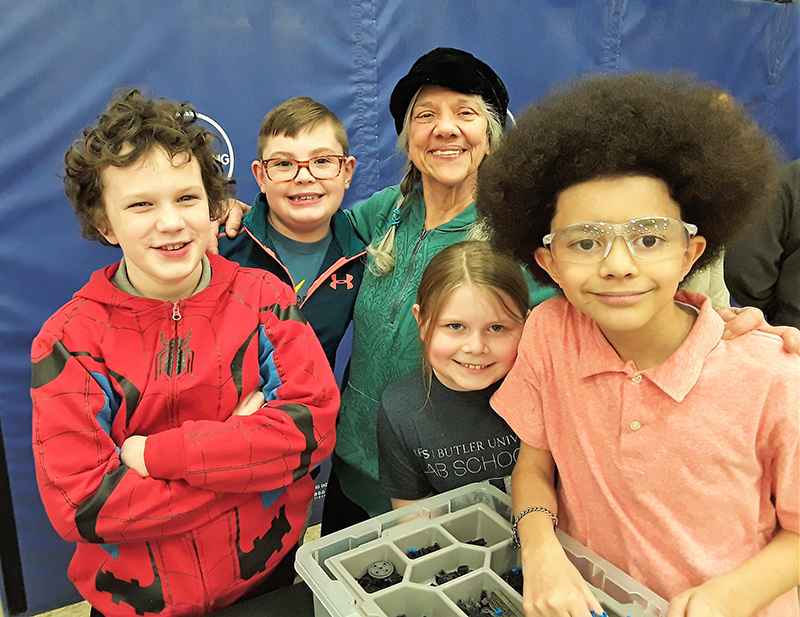 Broad Ripple Kiwanian and volunteer Fran Fickle (third from left) with students from Butler Lab School IPS 55.