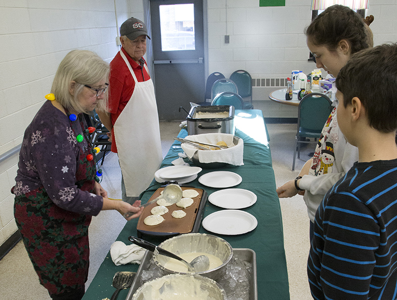 Pancakes and Sausage Biscuits