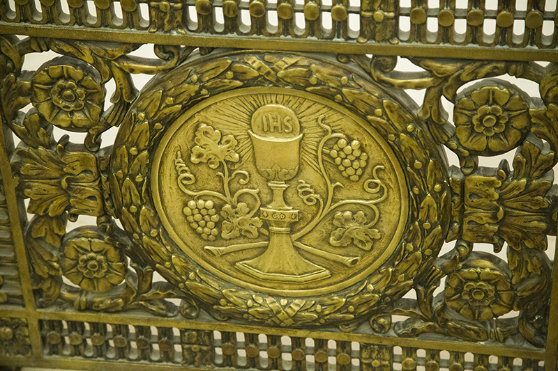 brass at the front of the altar