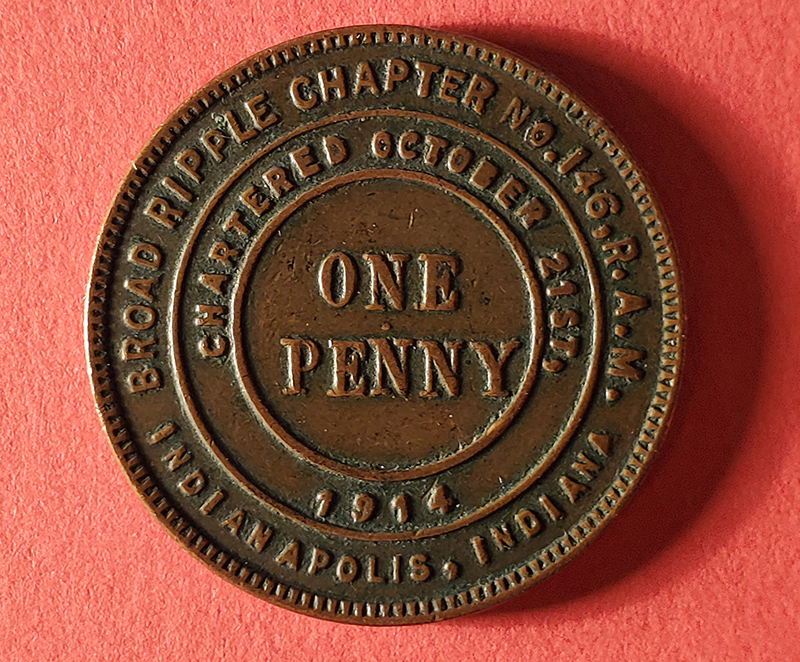 Broad Ripple Chapter 146 R.A.M. One Penny token