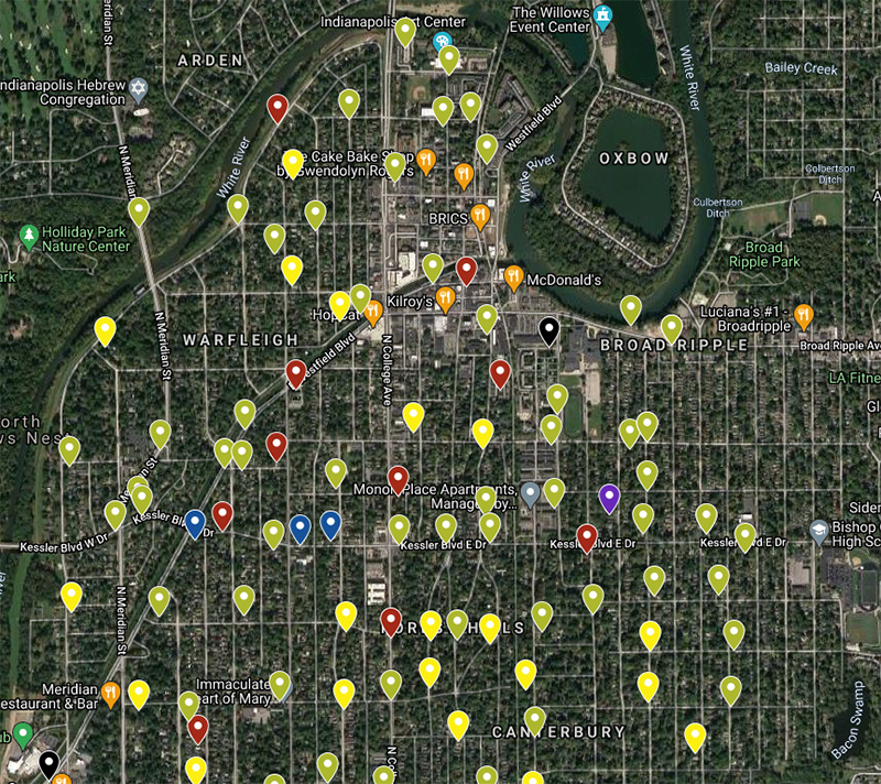 Map showing the Broad Ripple area 5G installation sites