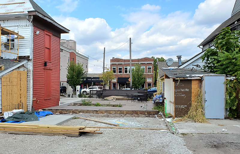 Looking north from the alley