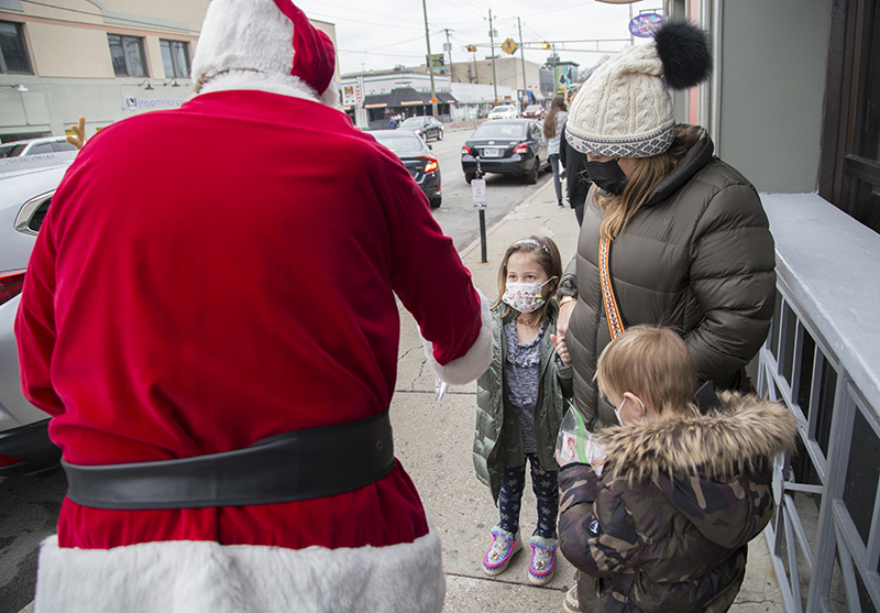 He greeted some children