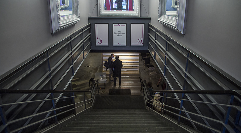 The meeting was in the basement, where Storefront Theatre is located