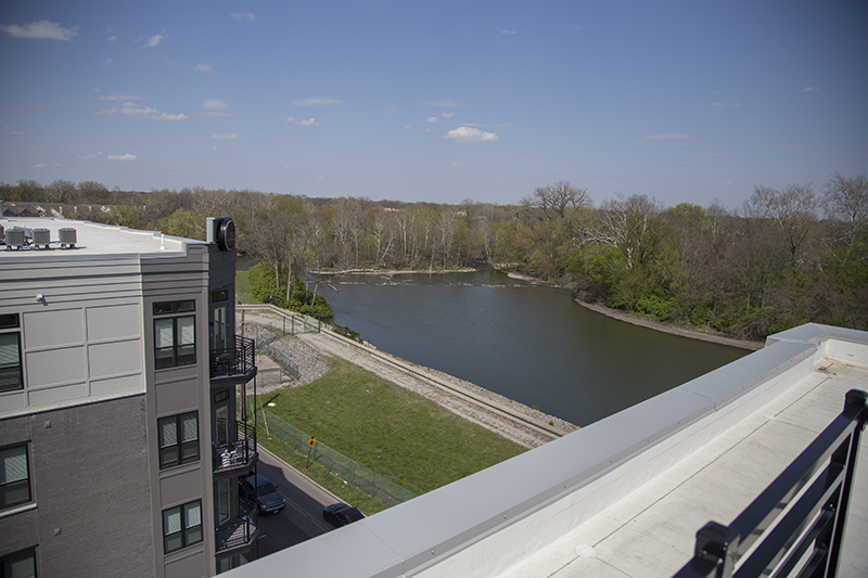 Looking northeast toward the Broad Ripple dam on the White River
