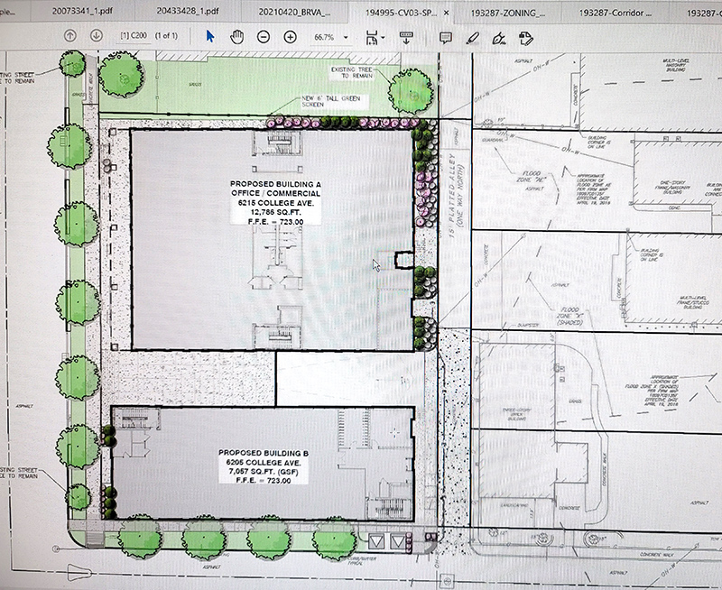 Revised site plan showing the buildings moved 10 feet to the west