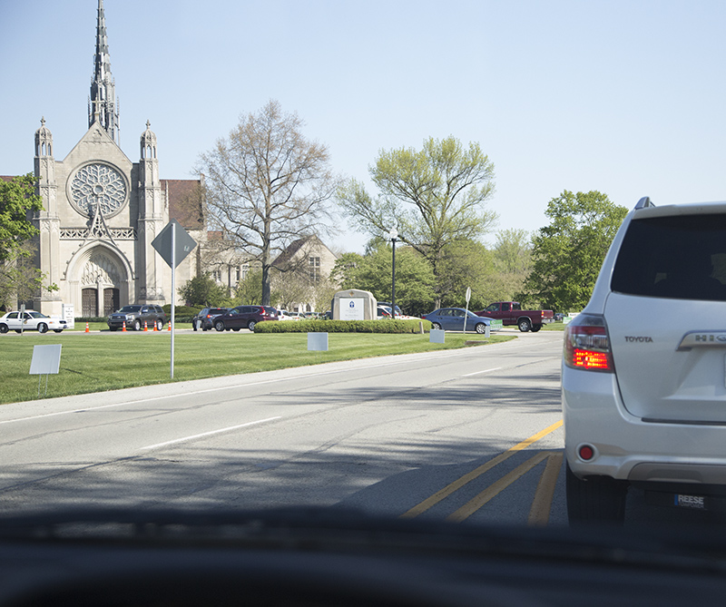 Cars were backed up on Meridian trying to get into parking lot