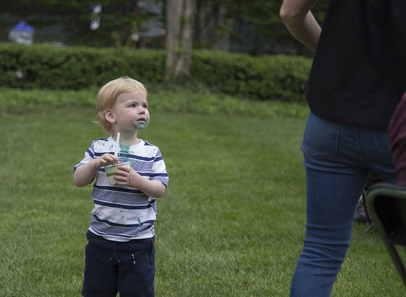 This guy really enjoyed his blue ice cream