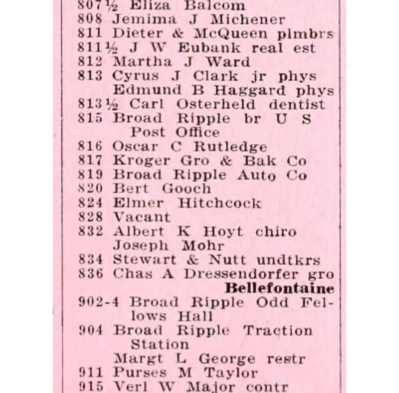 from the 1926 Polk City Directory