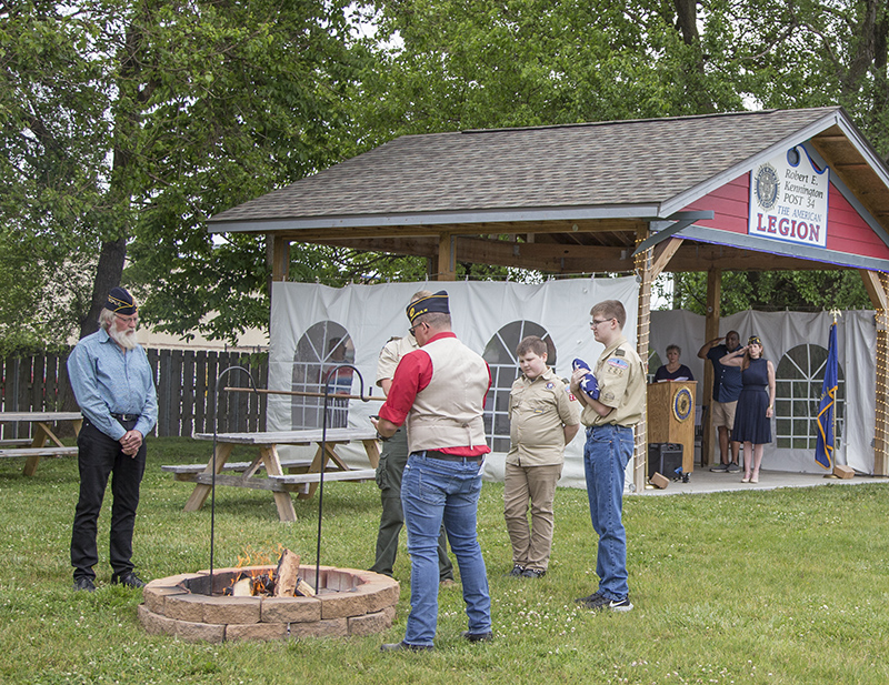 Boy Scout Troop 227 presented the unservicable flags to be retired