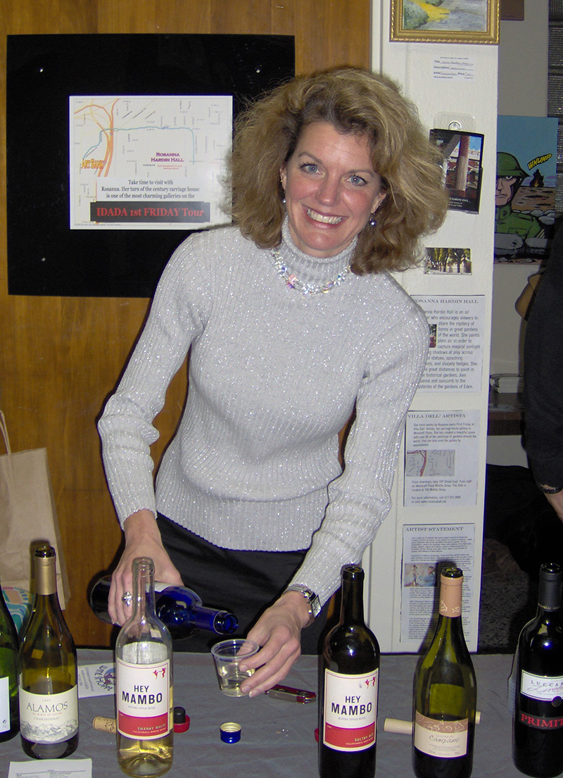 Jill Ditmire at a wine tasting demonstration at the Art Bank in 2008.