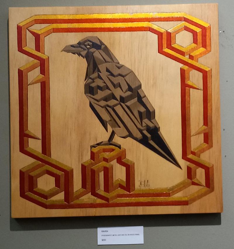The Bungalow featured Justin Cooper with his wood burning and oil paint work.