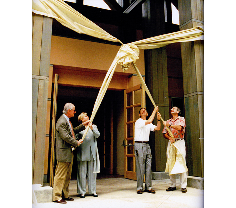 The ribbon cutting in 1996: Michael Graves, Joyce Sommers, Mayor Steve Goldsmith, and John Hoover.