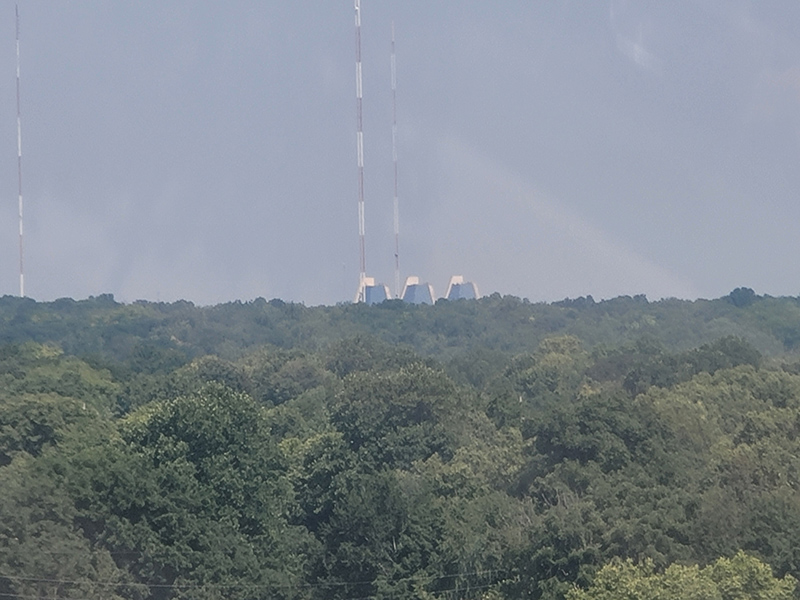 The Pyramids can be seen to the northwest