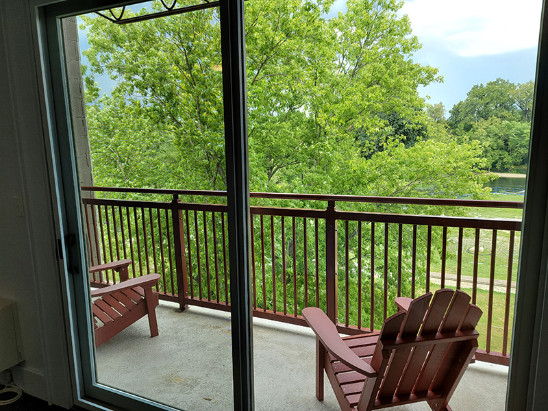 The river side balcony on the top floor