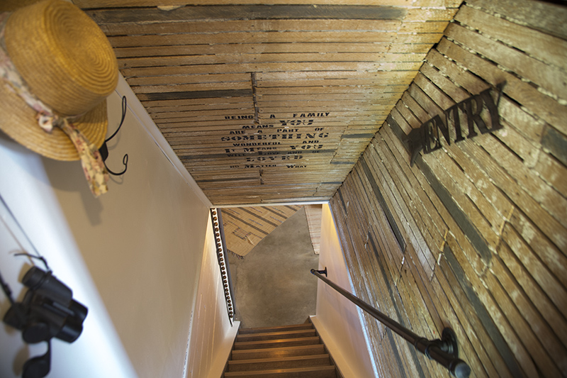 Interesting open lath basement stairwell