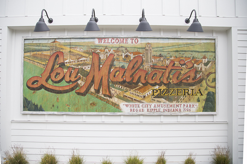 Sign with historic postcard of the Broad Ripple amusement park